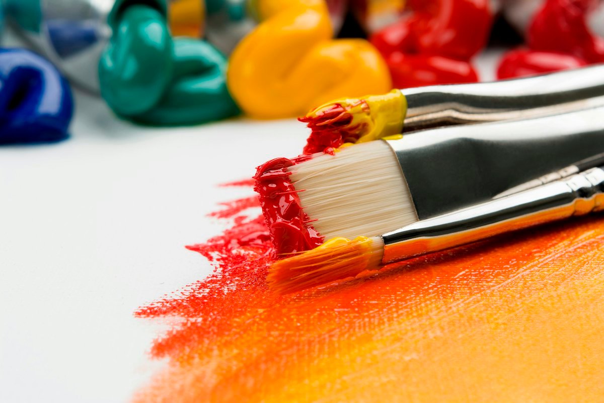 Paint brushes and colours